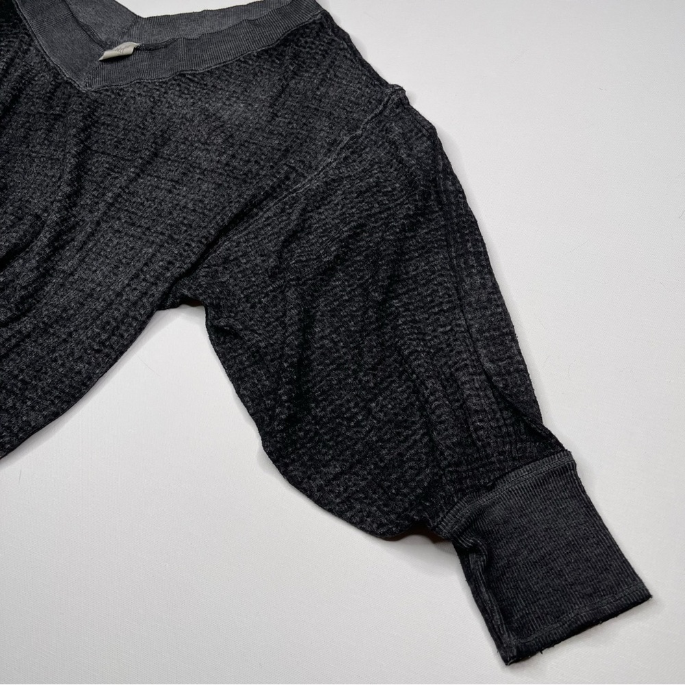 We the Free South Side Thermal Sweatshirt Waffle Black Festival Boho Burnout - Picture 6 of 13
